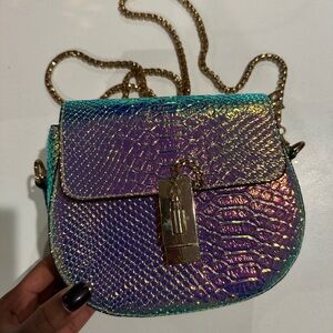 Iridescent Purple and Gold Chain Bag